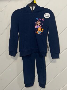 Ms Rachel Navy Kids Hoodie with White Logo Print
